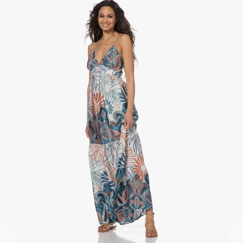 Ba&sh Joyce Satin Maxi Dress - Turquoise